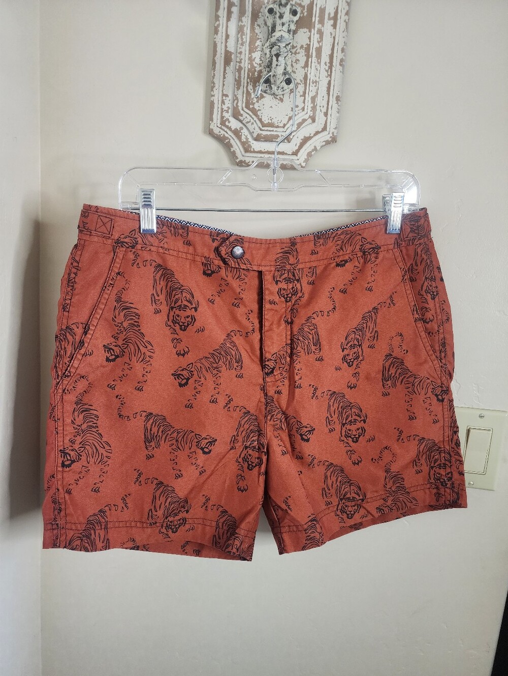 Ted Baker London Prisee Tiger Print Swim Shorts Bur-Orange Size 32